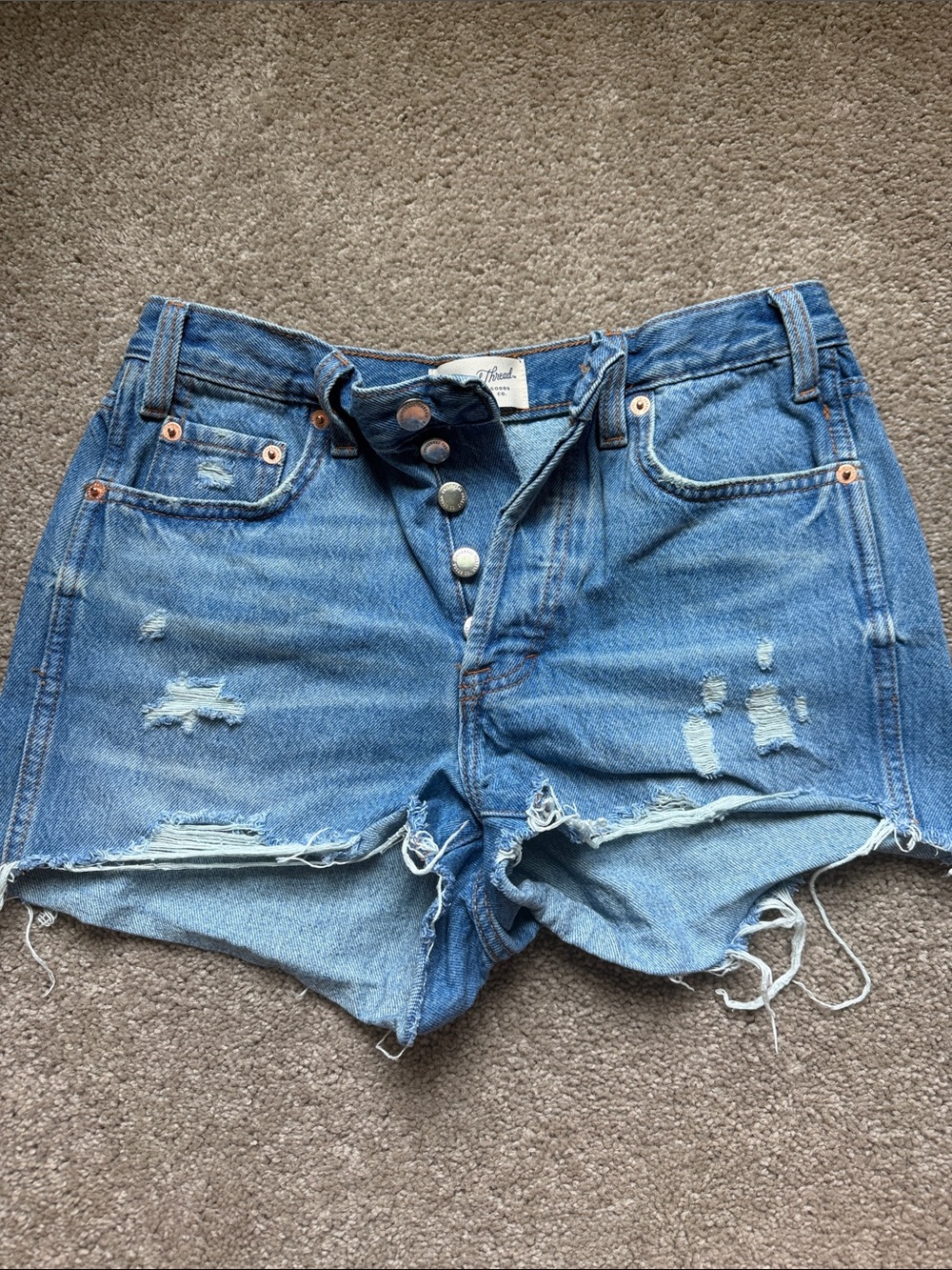 Universal Thread Distressed High-Rise Denim Shorts - Blue